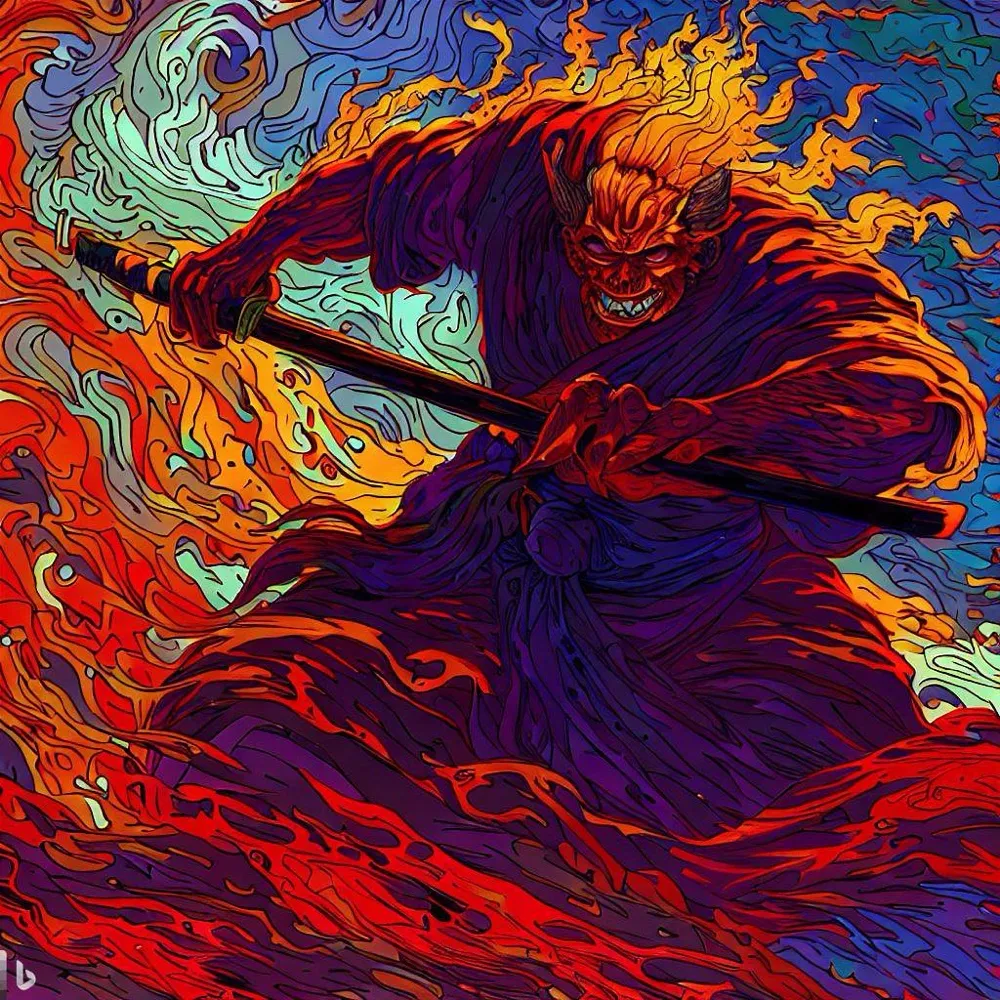 Etrigan in the style of Hokusai