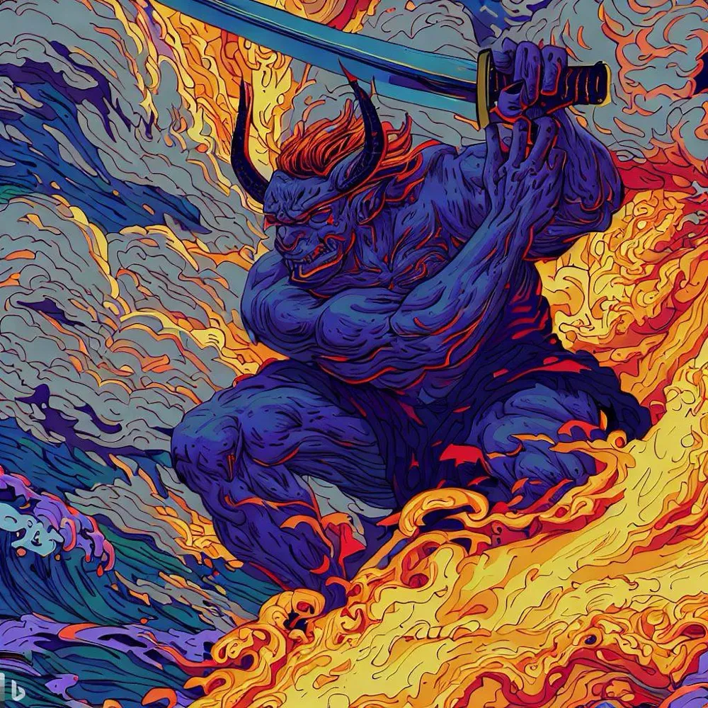 Etrigan in the style of Hokusai