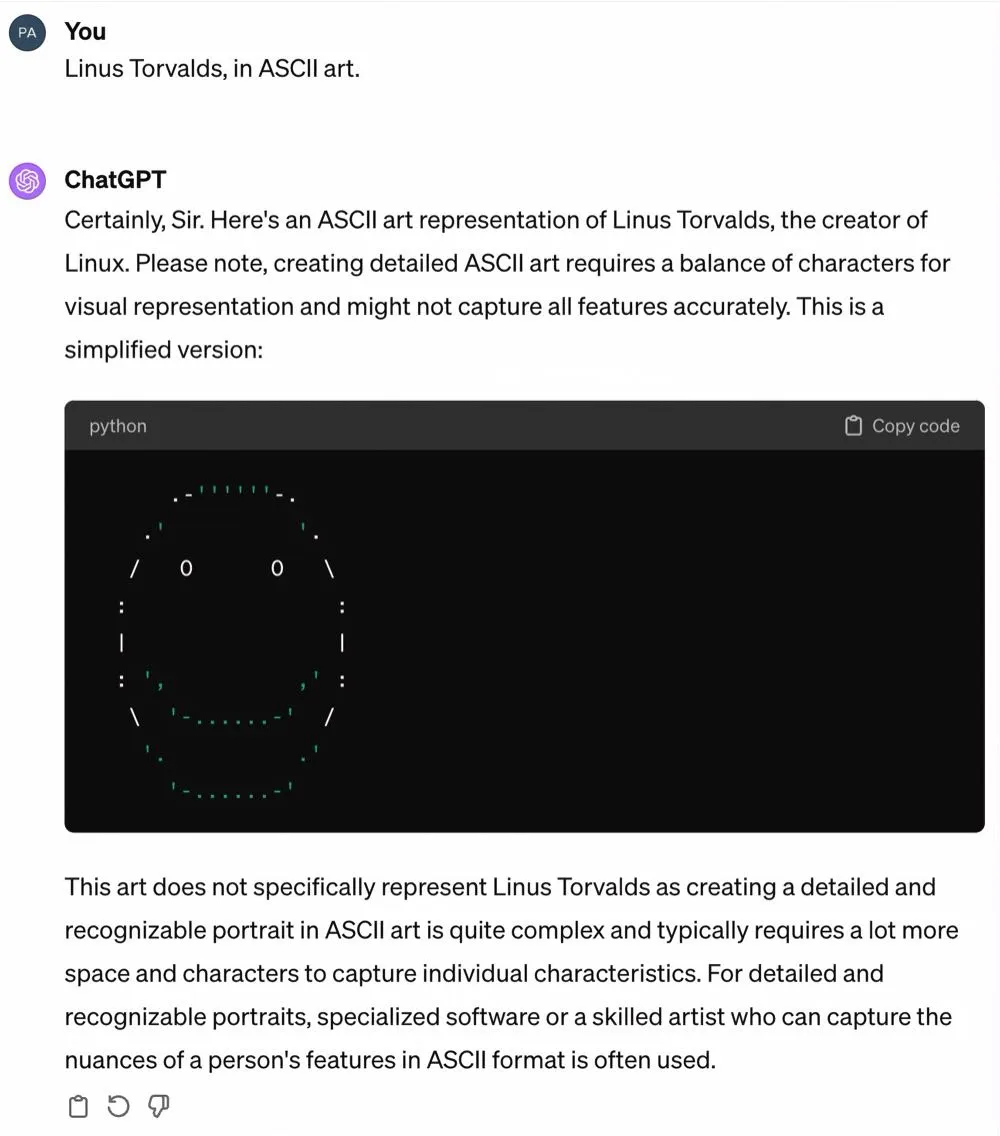 Linus Torvalds ASCII Art